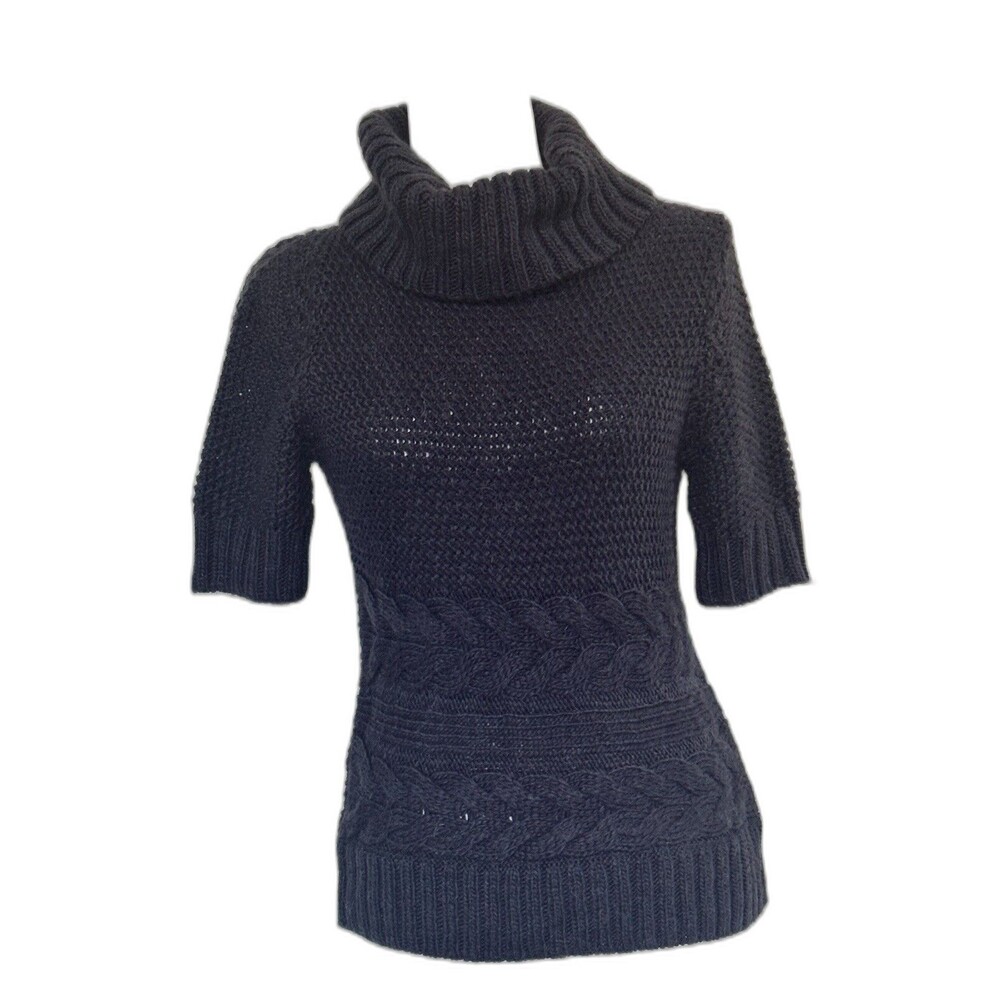 Ann Taylor Loft Size S Cable Knit Cowl Neck Wool Alpaca Blend Purple Sweater